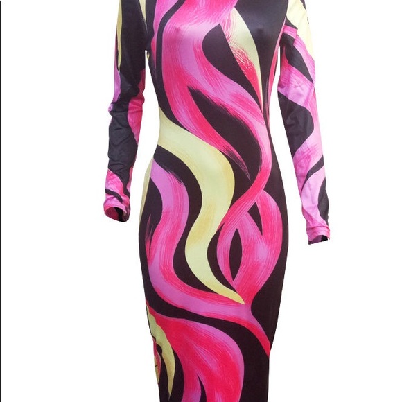 Painted Long Sleeve Dress - Picture 3 of 7